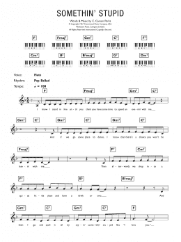 page one of Somethin' Stupid (Piano Chords/Lyrics)