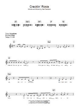 page one of Cracklin' Rosie (Piano Chords/Lyrics)