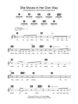 page one of She Moves In Her Own Way (Piano Chords/Lyrics)