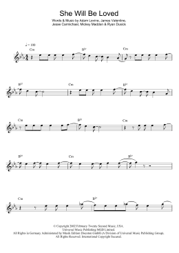 page one of She Will Be Loved (Flute Solo)