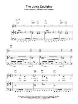 page one of The Living Daylights (Piano, Vocal & Guitar Chords)
