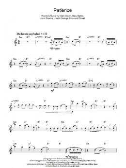 page one of Patience (Lead Sheet / Fake Book)