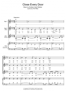 page one of Close Every Door (from Joseph And The Amazing Technicolor Dreamcoat) (SSA Choir)
