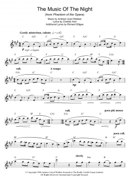 page one of The Music Of The Night (from The Phantom Of The Opera) (Alto Sax Solo)