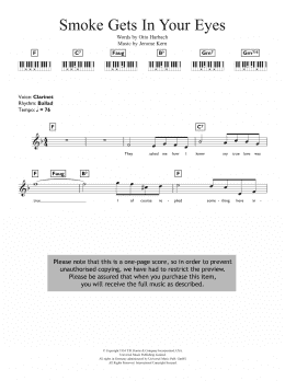 page one of Smoke Gets In Your Eyes (Piano Chords/Lyrics)