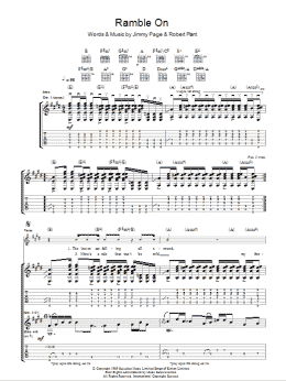 page one of Ramble On (Guitar Tab)