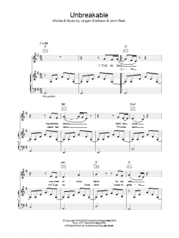 page one of Unbreakable (Piano, Vocal & Guitar Chords)