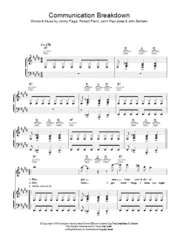 page one of Communication Breakdown (Piano, Vocal & Guitar Chords)