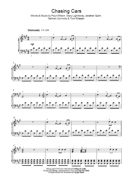 page one of Chasing Cars (Piano Solo)