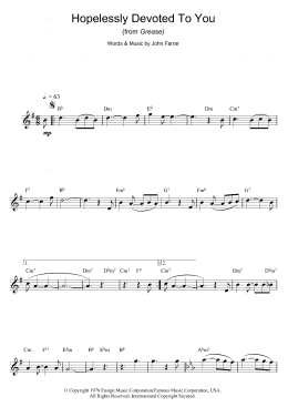 page one of Hopelessly Devoted To You (from Grease) (Alto Sax Solo)