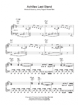 page one of Achilles Last Stand (Piano, Vocal & Guitar Chords)