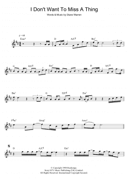 page one of I Don't Want To Miss A Thing (Flute Solo)