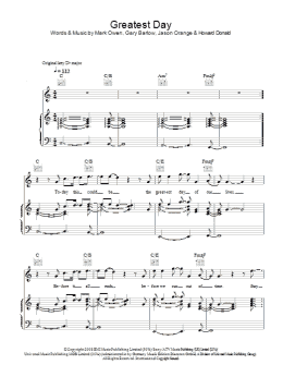 page one of Greatest Day (Piano, Vocal & Guitar Chords (Right-Hand Melody))