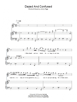 page one of Dazed And Confused (Piano, Vocal & Guitar Chords)