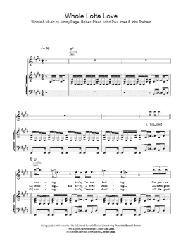 page one of Whole Lotta Love (Piano, Vocal & Guitar Chords)