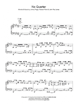 page one of No Quarter (Piano, Vocal & Guitar Chords)
