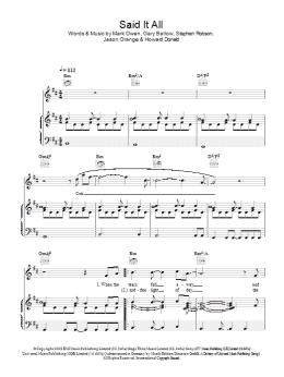 page one of Said It All (Piano, Vocal & Guitar Chords)