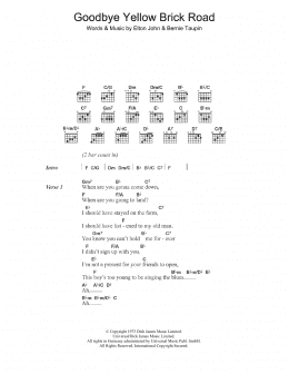 page one of Goodbye Yellow Brick Road (Guitar Chords/Lyrics)