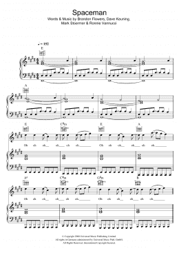 page one of Spaceman (Piano, Vocal & Guitar Chords)