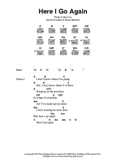 page one of Here I Go Again (Guitar Chords/Lyrics)