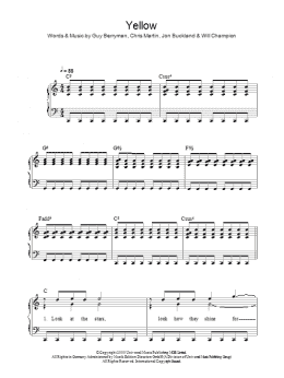 page one of Yellow (Easy Piano)