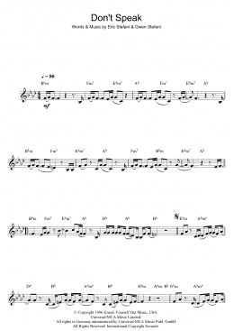 page one of Don't Speak (Clarinet Solo)