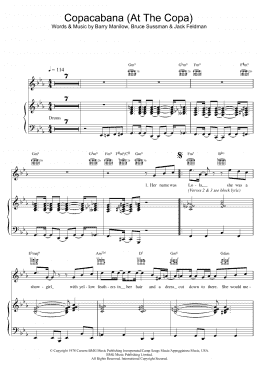 page one of Copacabana (At The Copa) (Piano, Vocal & Guitar Chords)