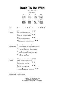 page one of Born To Be Wild (Guitar Chords/Lyrics)