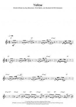 page one of Yellow (Clarinet Solo)