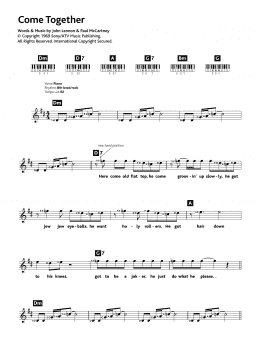 page one of Come Together (Piano Chords/Lyrics)