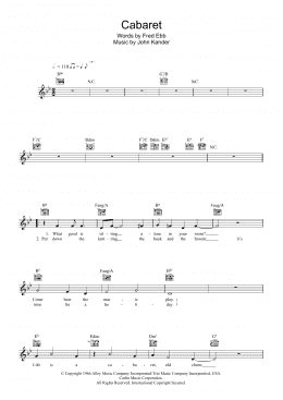 page one of Cabaret (Lead Sheet / Fake Book)