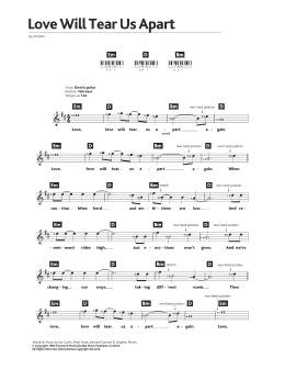 page one of Love Will Tear Us Apart (Piano Chords/Lyrics)