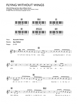 page one of Flying Without Wings (Piano Chords/Lyrics)