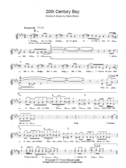 page one of 20th Century Boy (Lead Sheet / Fake Book)