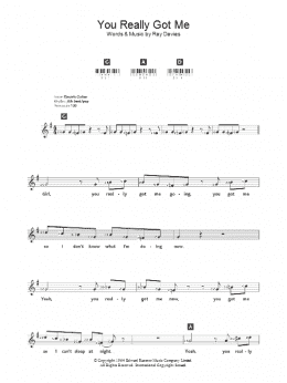 page one of You Really Got Me (Piano Chords/Lyrics)