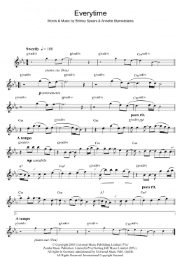 page one of Everytime (Flute Solo)