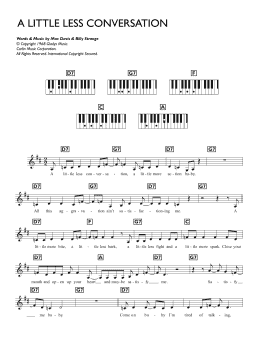 page one of A Little Less Conversation (Piano Chords/Lyrics)