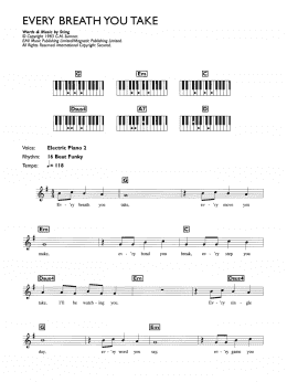 page one of Every Breath You Take (Piano Chords/Lyrics)