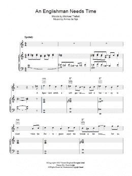 page one of An Englishman Needs Time (Piano, Vocal & Guitar Chords)