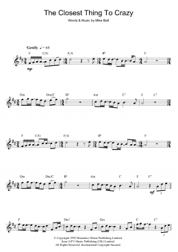 page one of The Closest Thing To Crazy (Alto Sax Solo)