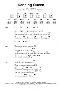page one of Dancing Queen (Guitar Chords/Lyrics)