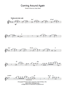 page one of Coming Around Again (Lead Sheet / Fake Book)