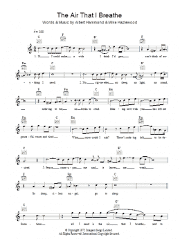 page one of The Air That I Breathe (Lead Sheet / Fake Book)