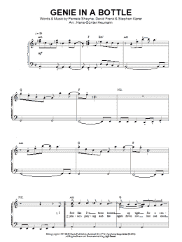 page one of Genie In A Bottle (Piano Solo)