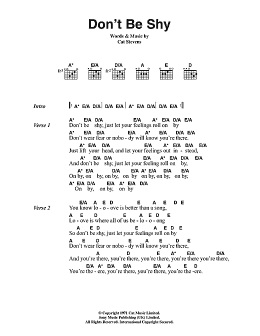 page one of Don't Be Shy (Guitar Chords/Lyrics)