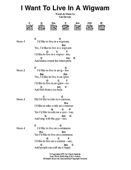 page one of I Want To Live In A Wigwam (Guitar Chords/Lyrics)