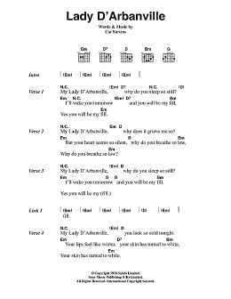 page one of Lady D'Arbanville (Guitar Chords/Lyrics)