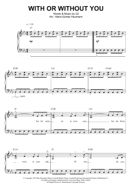 page one of With Or Without You (Piano & Vocal)