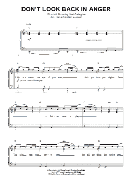 page one of Don't Look Back In Anger (Easy Piano)