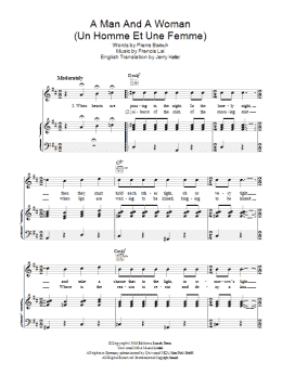page one of A Man And A Woman (Un Homme Et Une Femme) (Piano, Vocal & Guitar Chords)